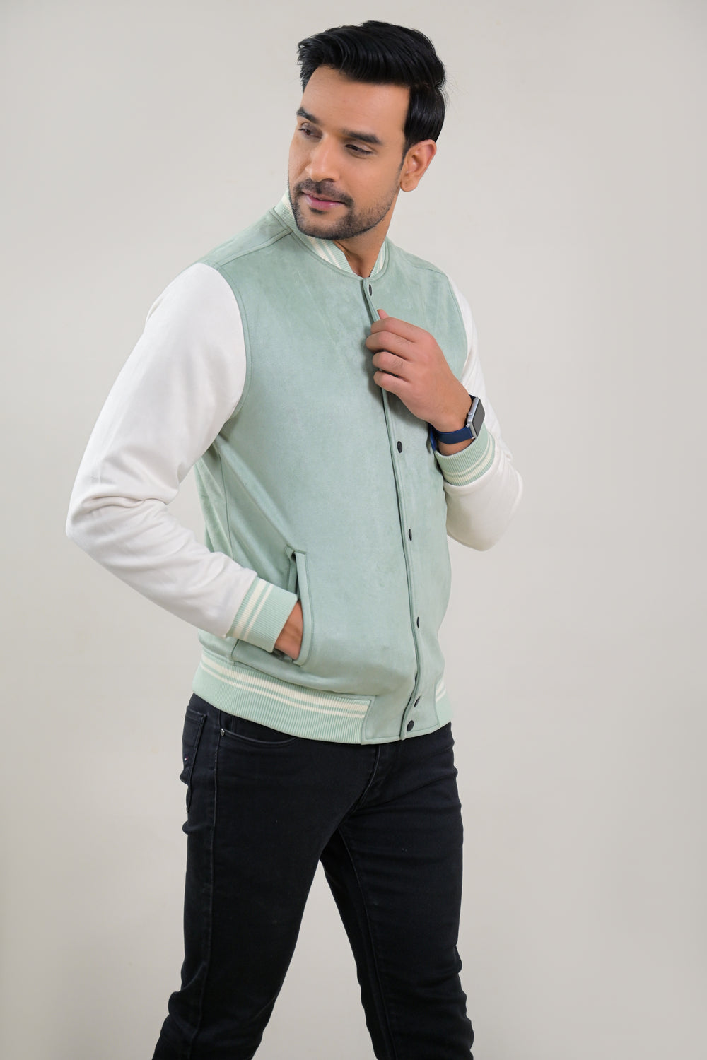 Soul Armor Varsity Style Full Sleeve Snap Button Jacket