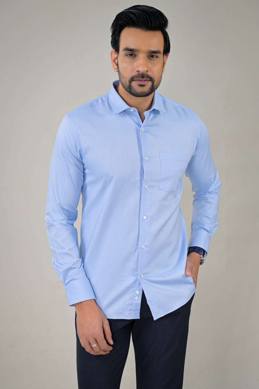 Park Avenue Mens  Blue Office Wear Formal Shirt