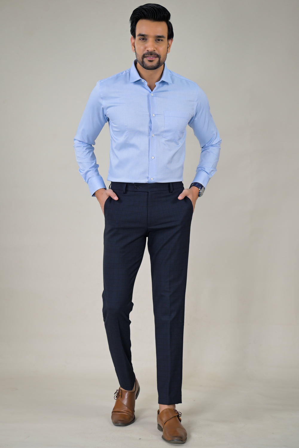 Park Avenue Mens  Blue Office Wear Formal Shirt