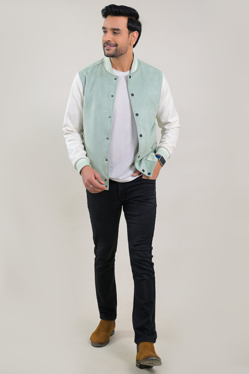 Soul Armor Varsity Style Full Sleeve Snap Button Jacket