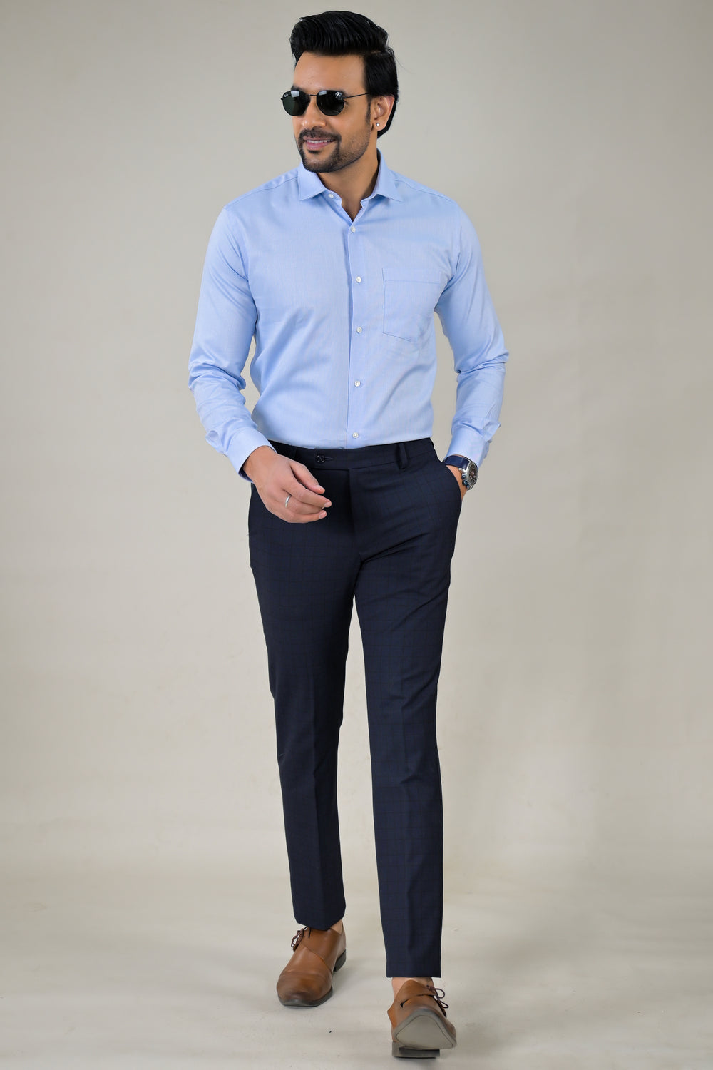 Park Avenue Mens  Blue Office Wear Formal Shirt