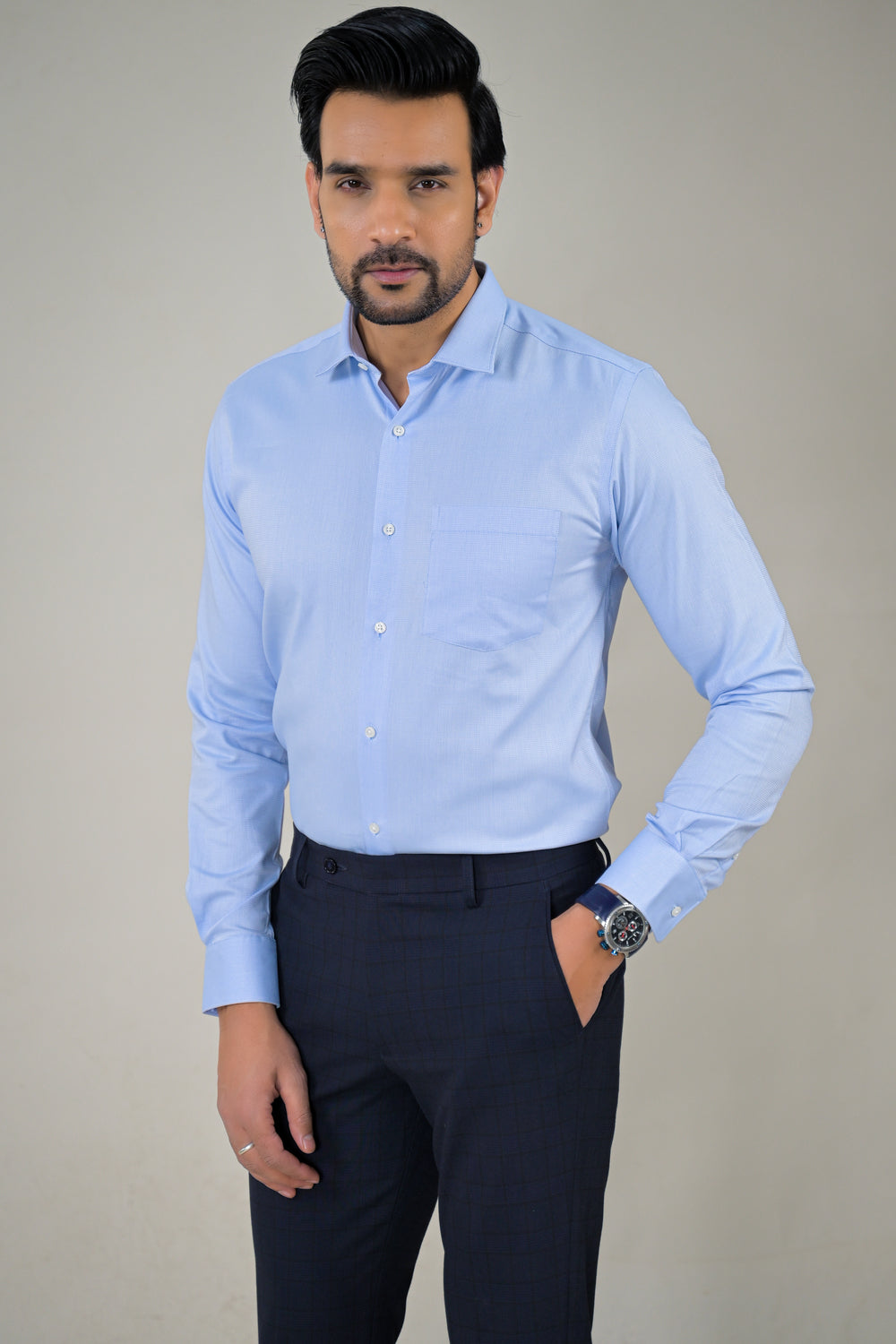 Park Avenue Mens  Blue Office Wear Formal Shirt