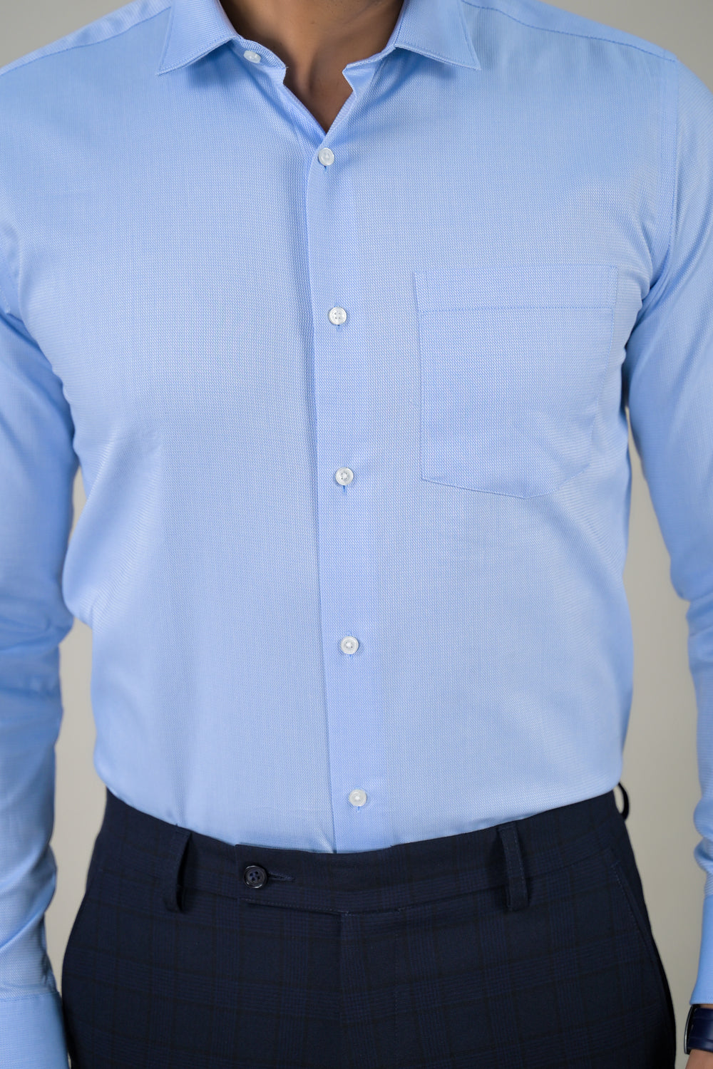 Park Avenue Mens  Blue Office Wear Formal Shirt