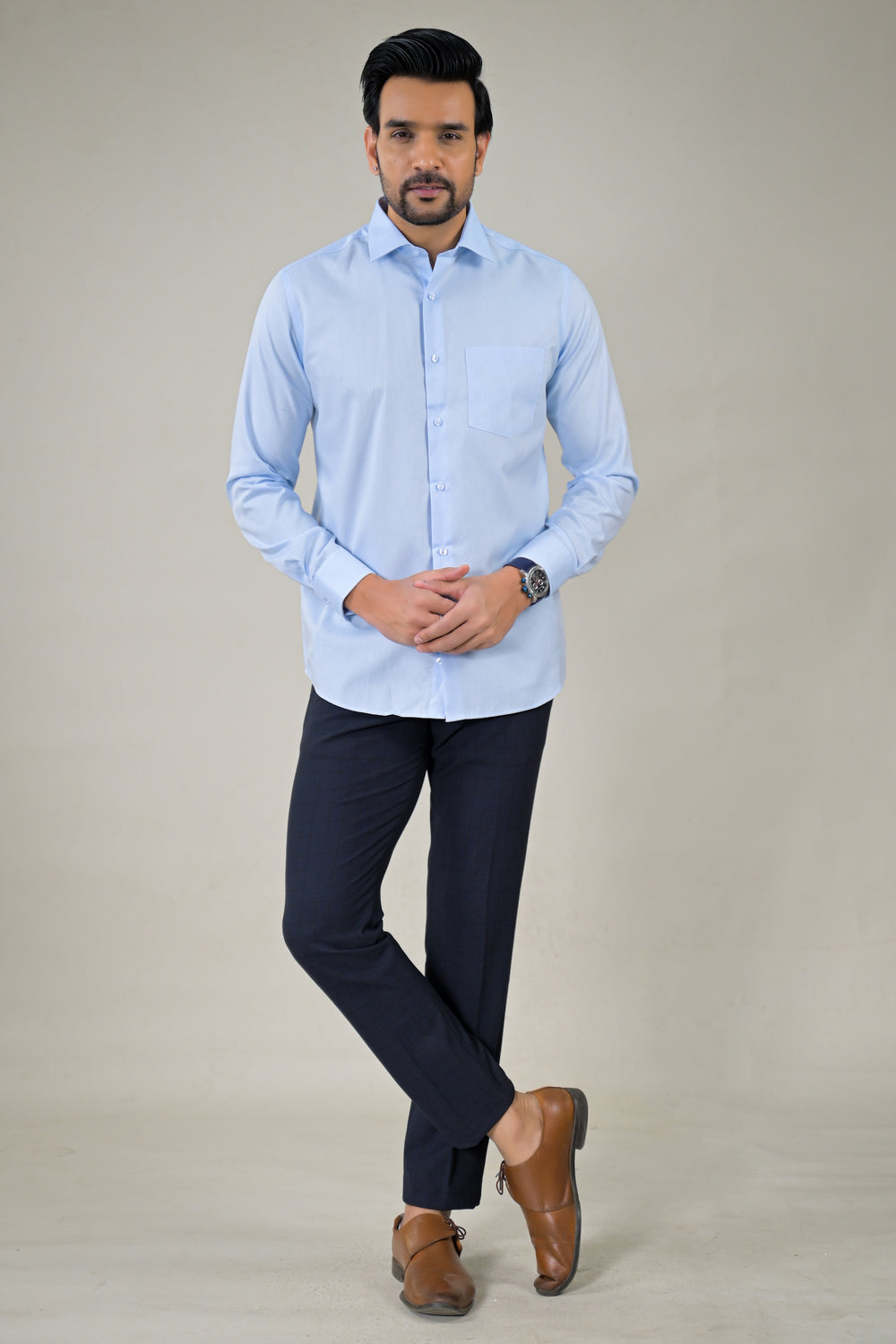 Park Avenue Mens Sky Blue Professional Full Sleeve Shirt