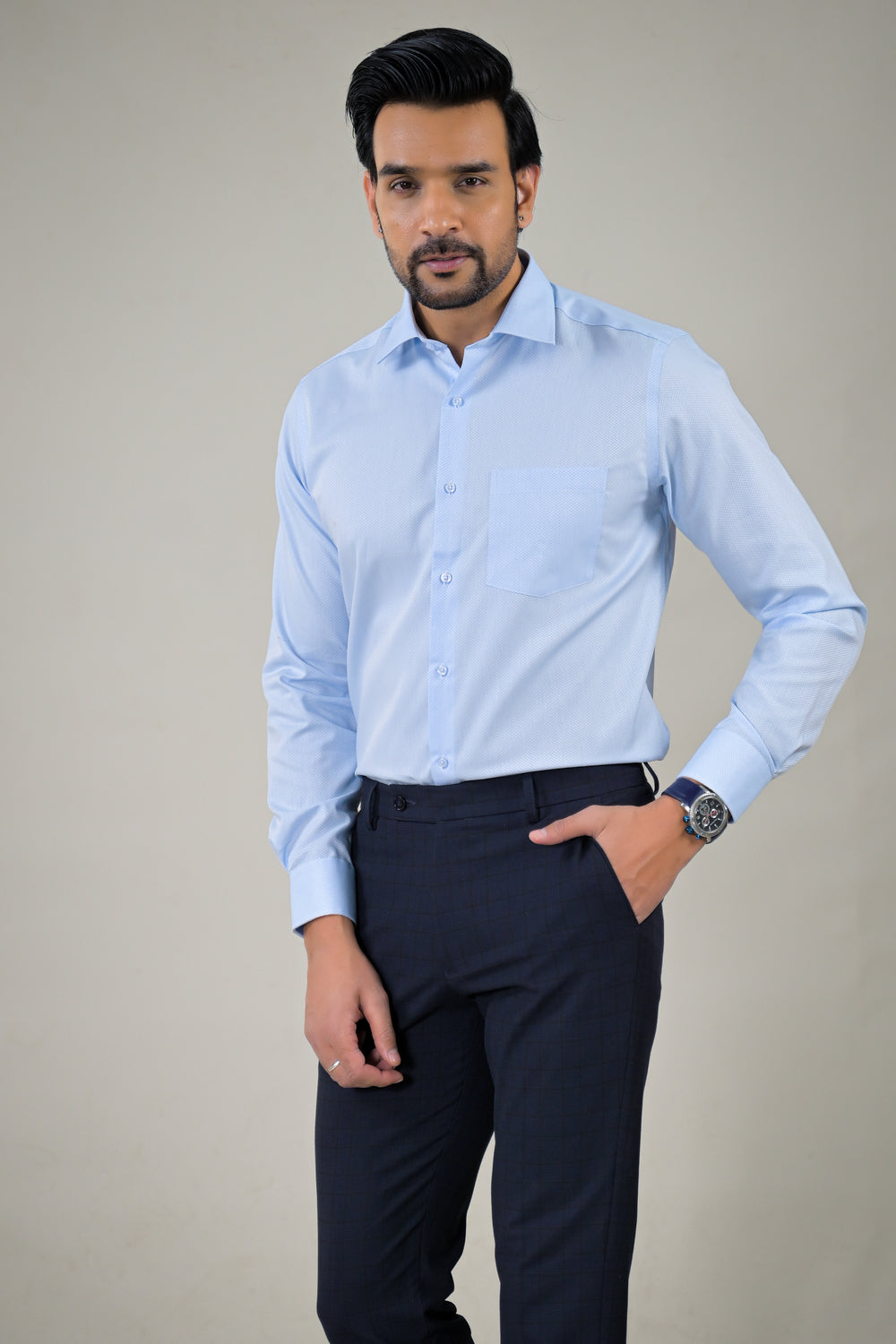 Park Avenue Mens Sky Blue Professional Full Sleeve Shirt