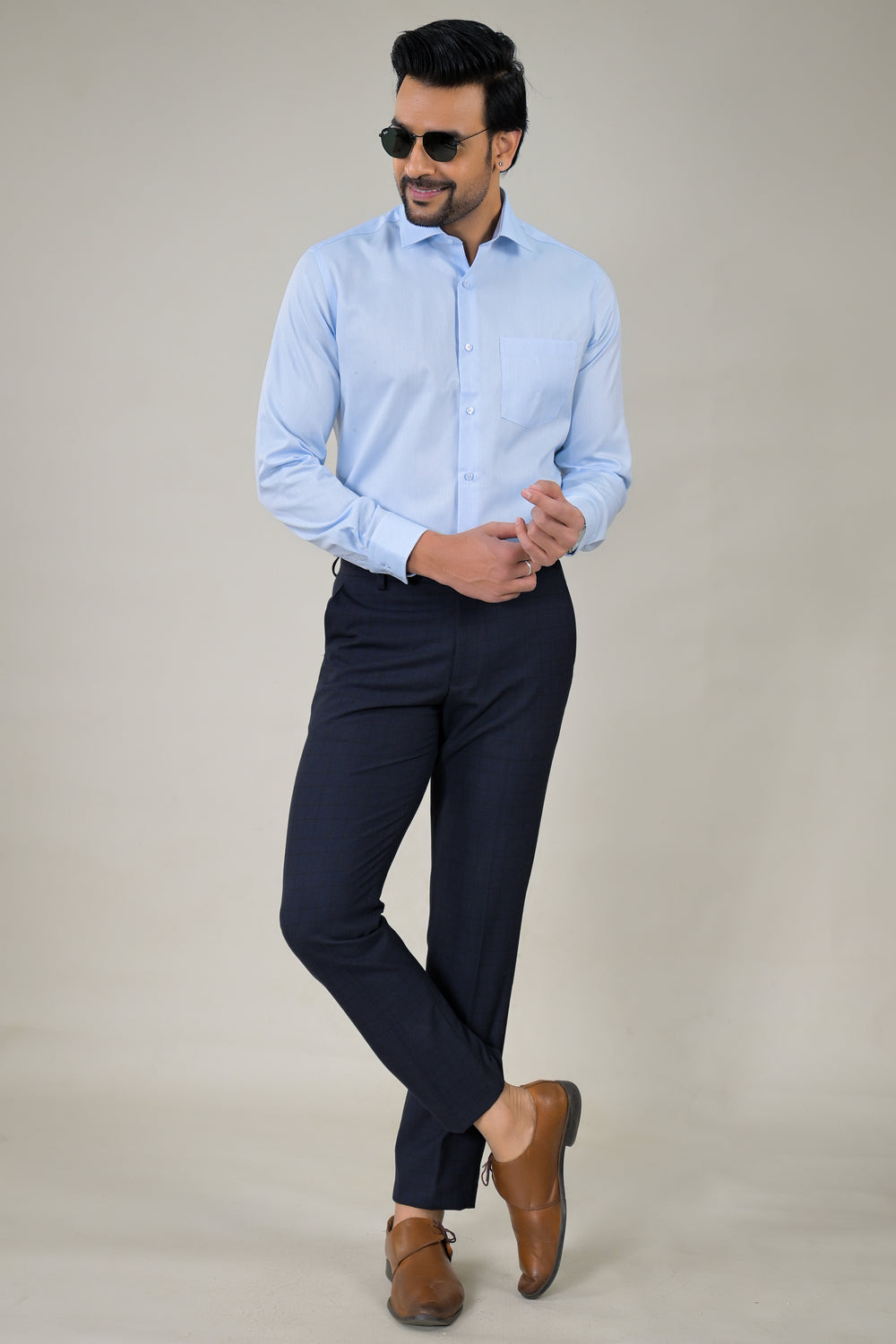 Park Avenue Mens Sky Blue Professional Full Sleeve Shirt