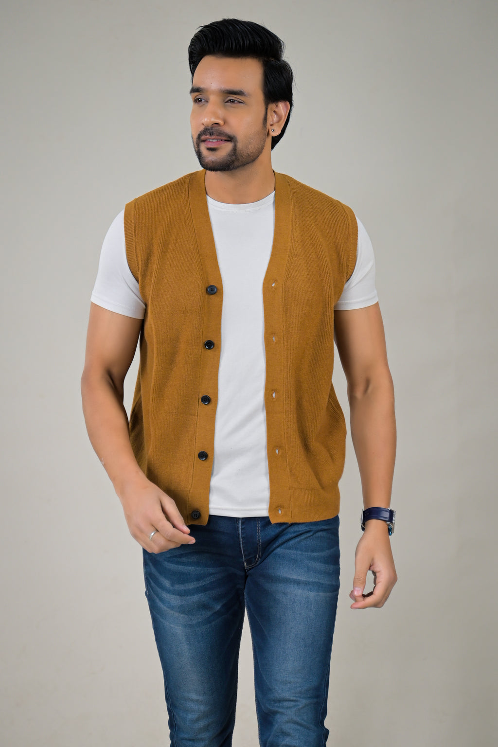 Soul Armor Men's Sleeveless V-Neck Cardigan Vest Classic Knit Button-Down Sweater Vest