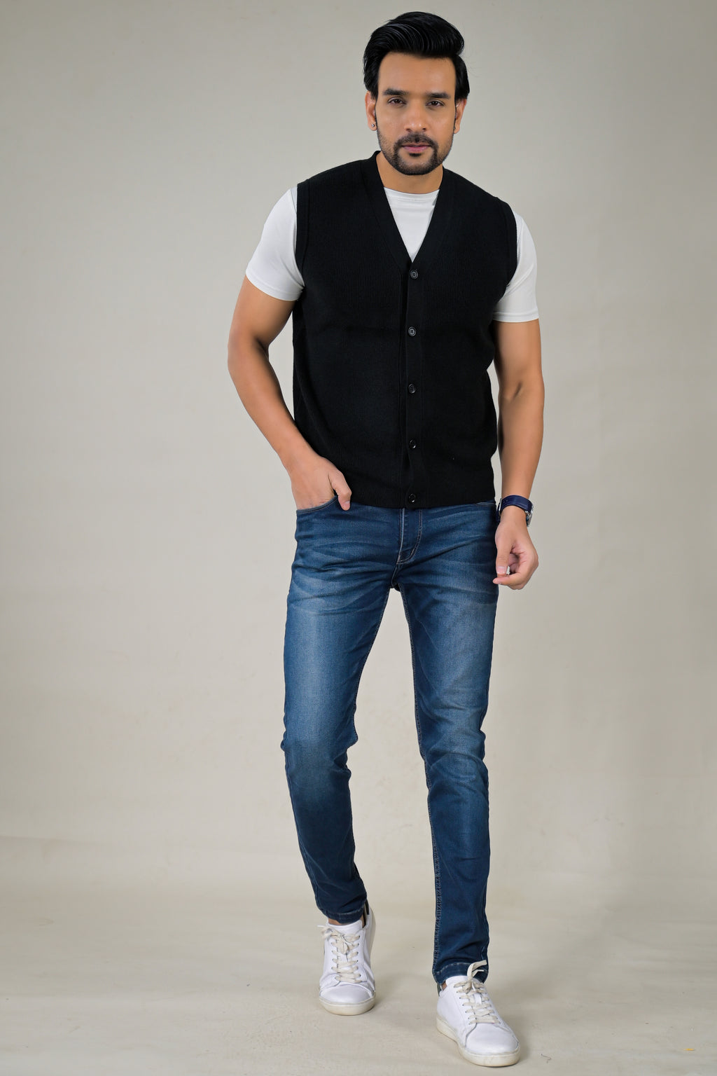 Soul Armor Men's Sleeveless V-Neck Cardigan Vest Classic Knit Button-Down Sweater Vest