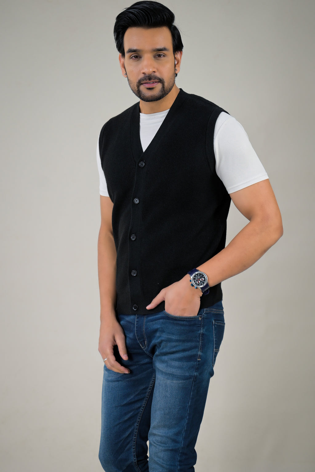 Soul Armor Men's Sleeveless V-Neck Cardigan Vest Classic Knit Button-Down Sweater Vest