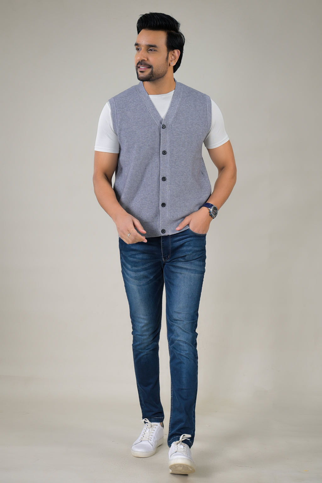 Soul Armor Men's Sleeveless V-Neck Cardigan Vest Classic Knit Button-Down Sweater Vest
