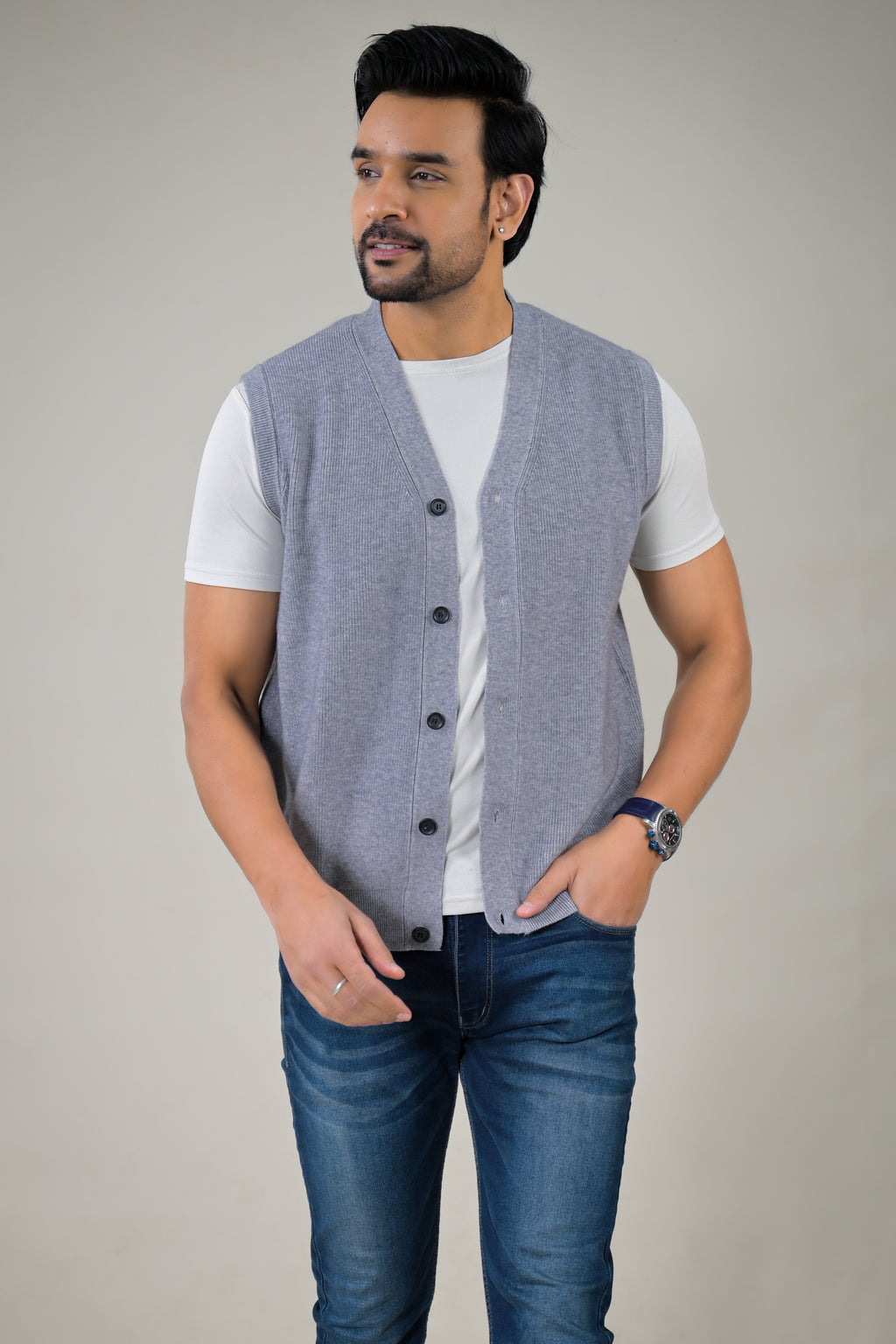 Soul Armor Men's Sleeveless V-Neck Cardigan Vest Classic Knit Button-Down Sweater Vest