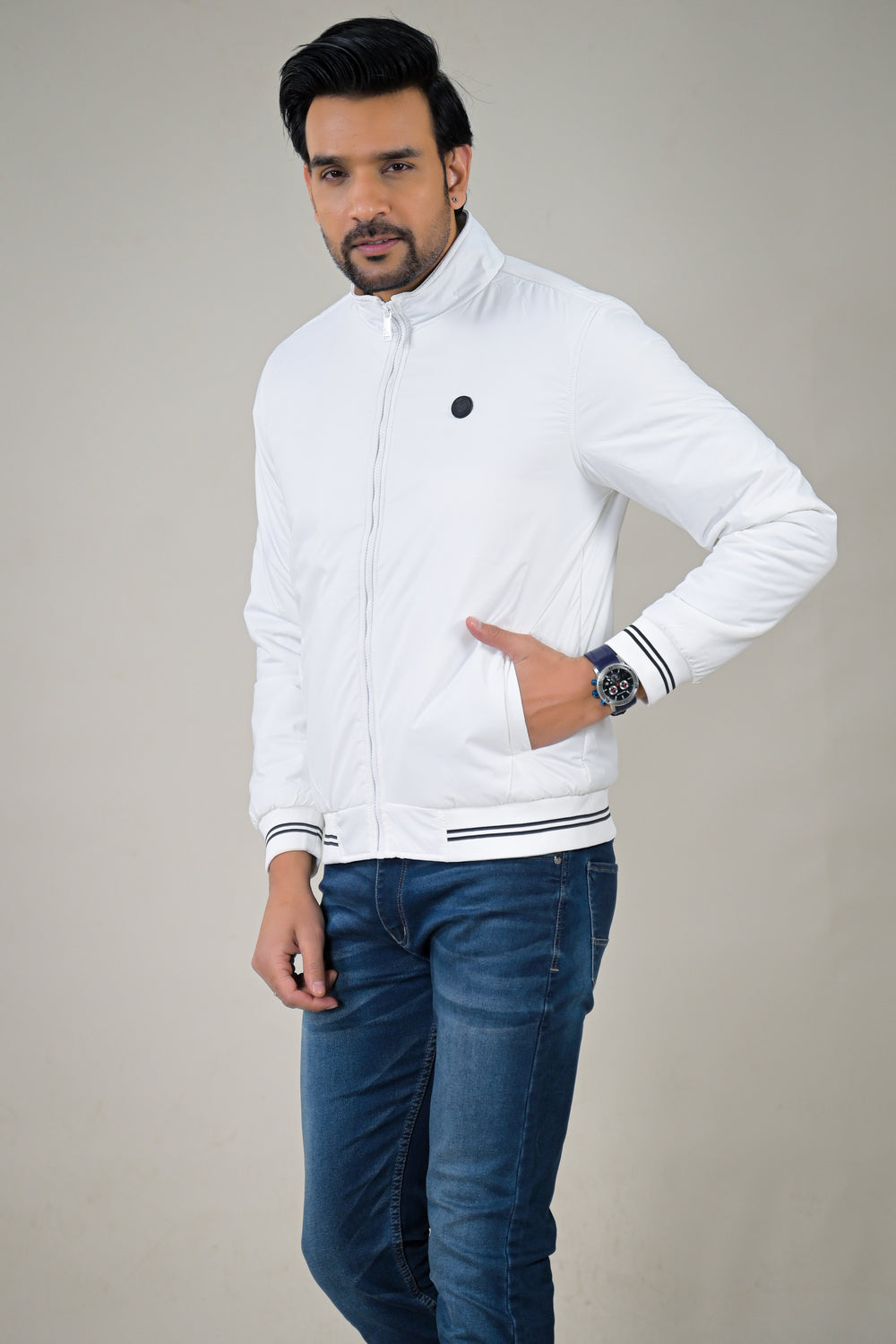 Parx Men's Essential Stand Collar Bomber Lightweight Puffer & Smooth Designs jacket: