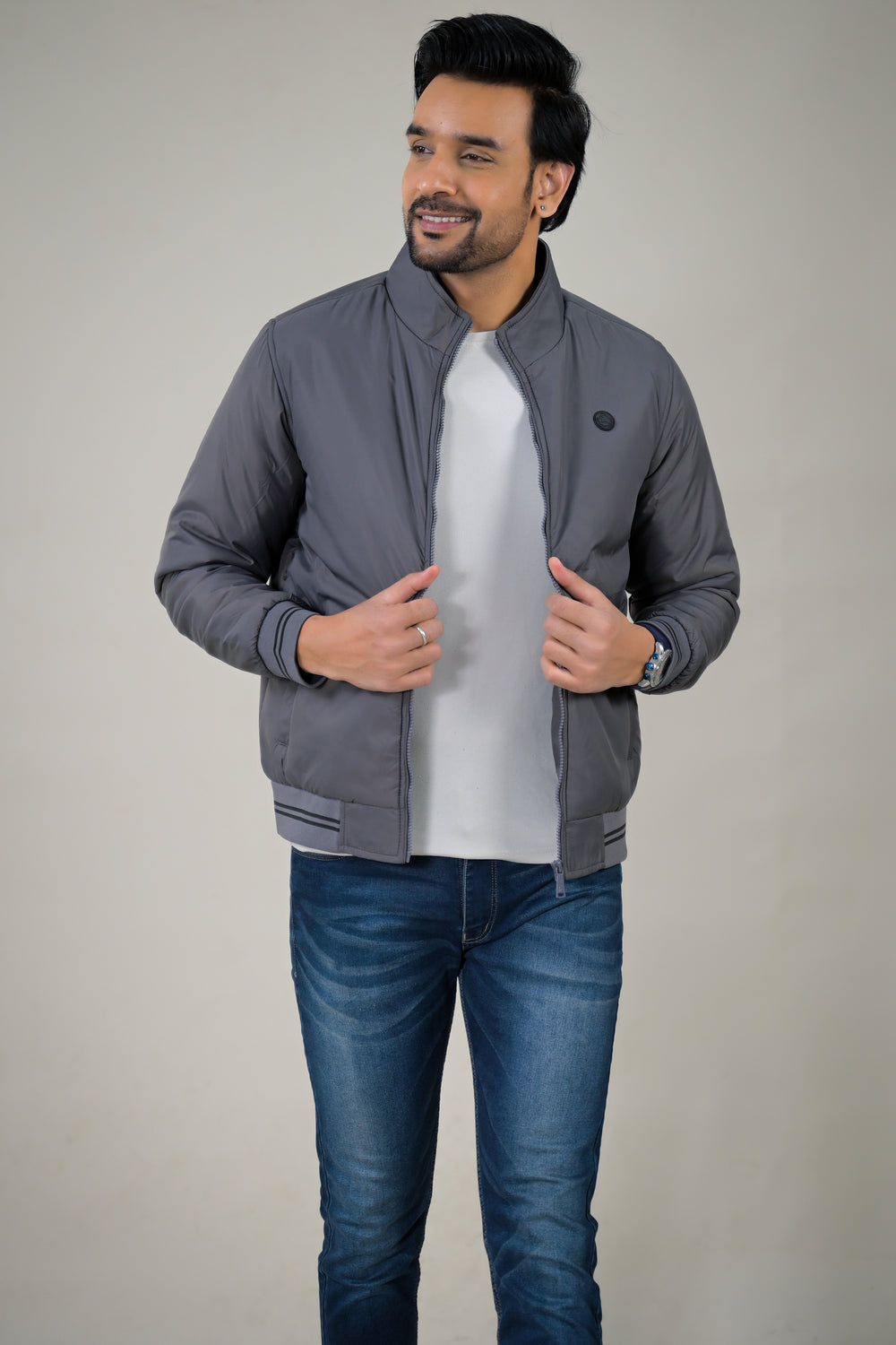 Parx Men's Essential Stand Collar Bomber Lightweight Puffer & Smooth Designs jacket: