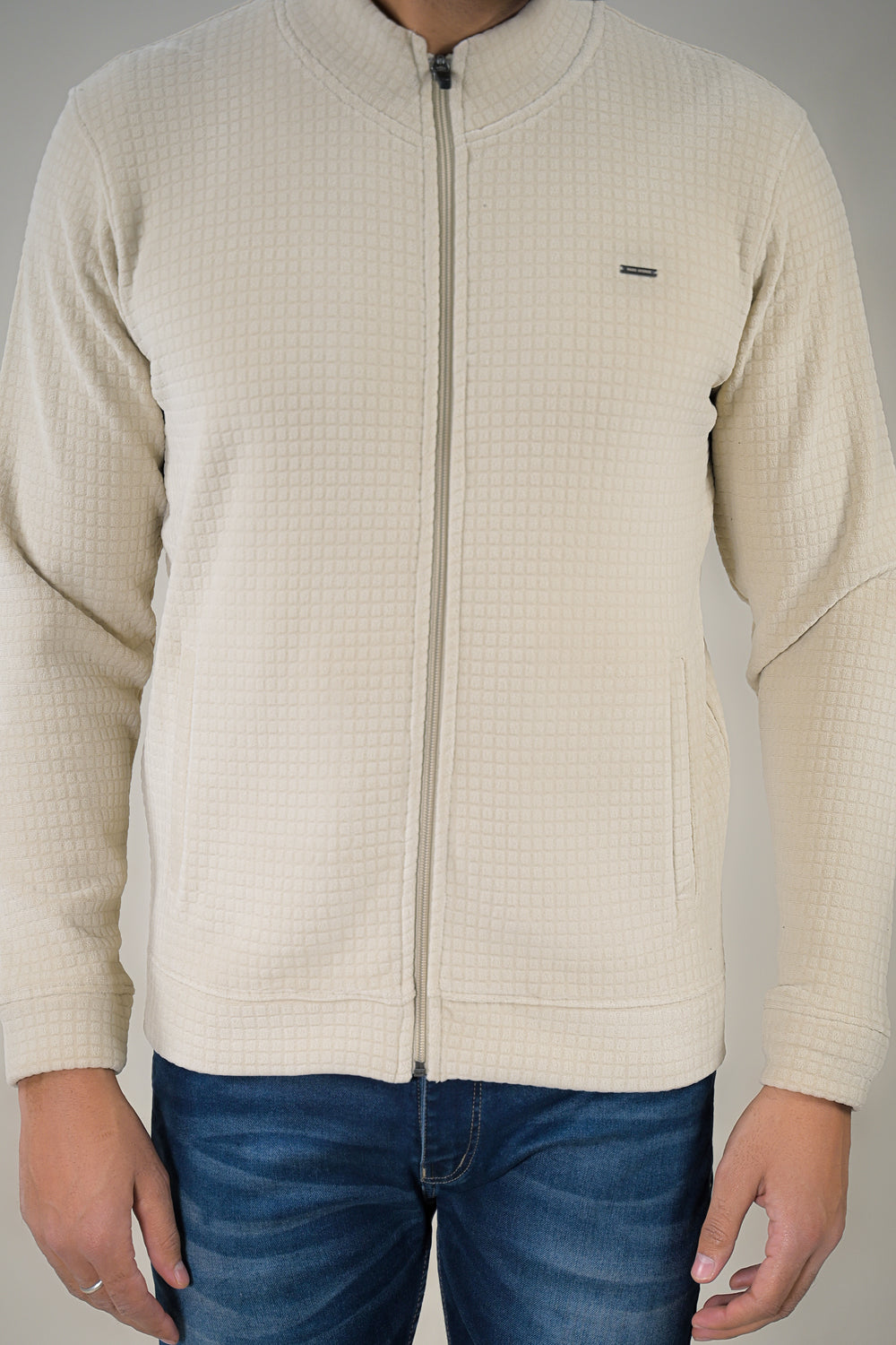 Park- Avenue Men's Waffle Knit Fleece Full-Zip Sweatshirt.
