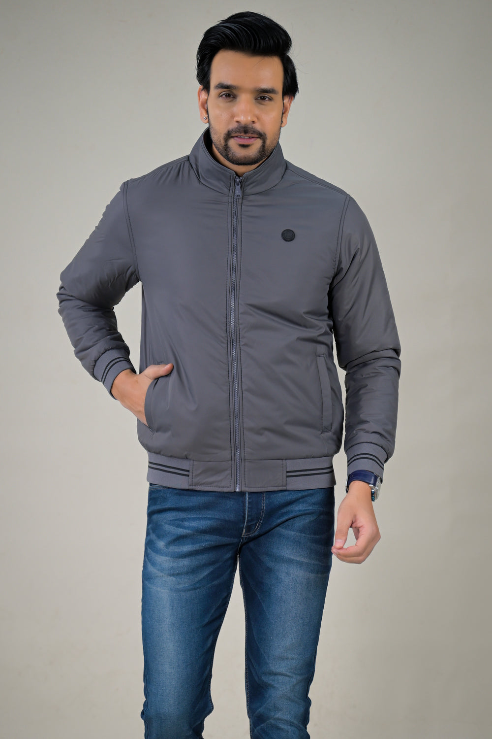 Parx Men's Essential Stand Collar Bomber Lightweight Puffer & Smooth Designs jacket: