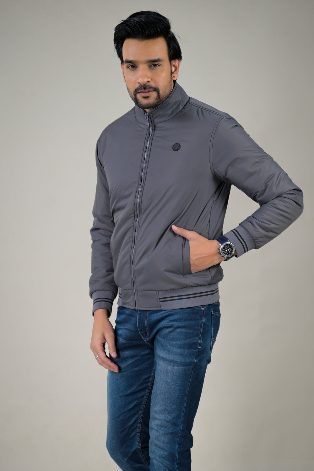 Parx Men's Essential Stand Collar Bomber Lightweight Puffer & Smooth Designs jacket: