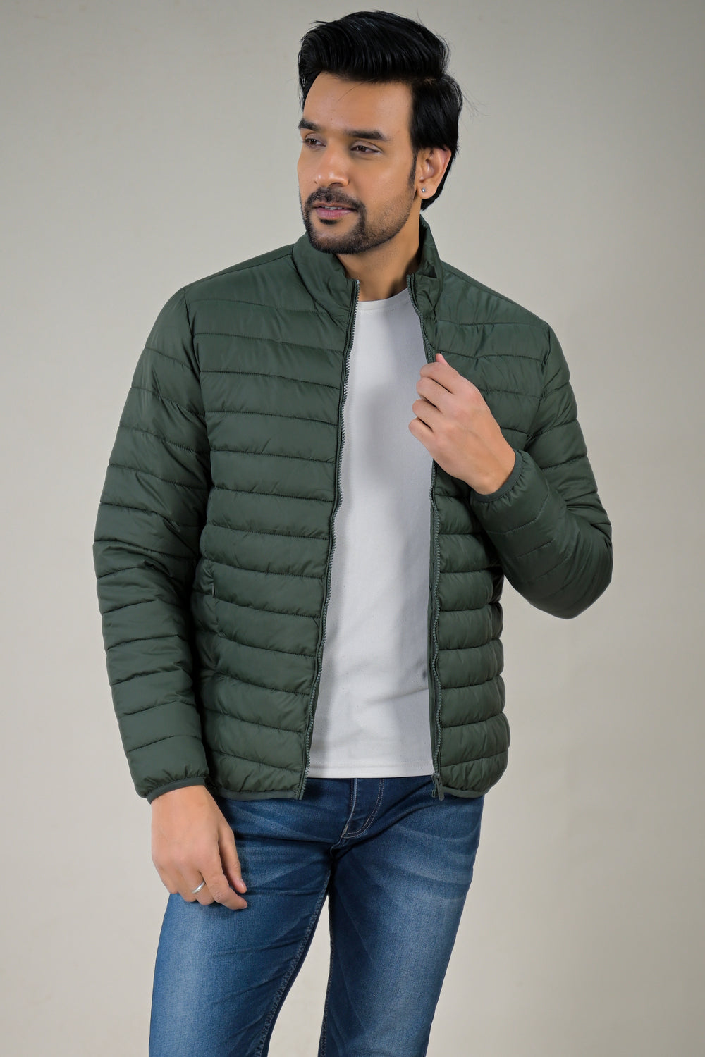 Parx Men's Stand Collar Casual Lightweight Quilted Puffer Jacket