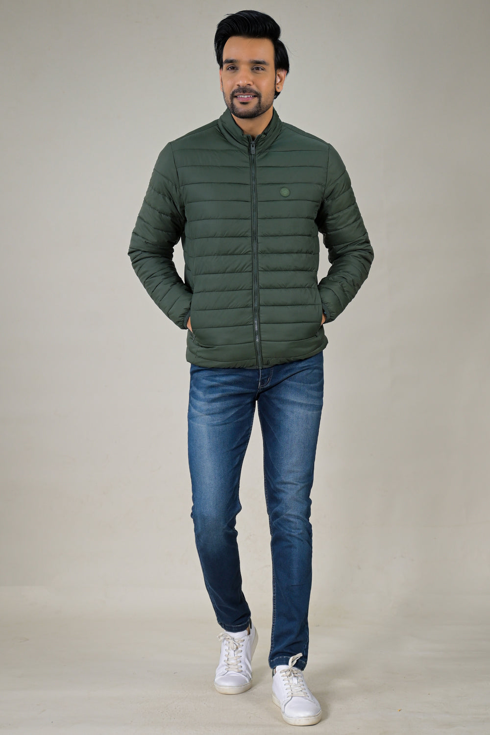 Parx Men's Stand Collar Casual Lightweight Quilted Puffer Jacket