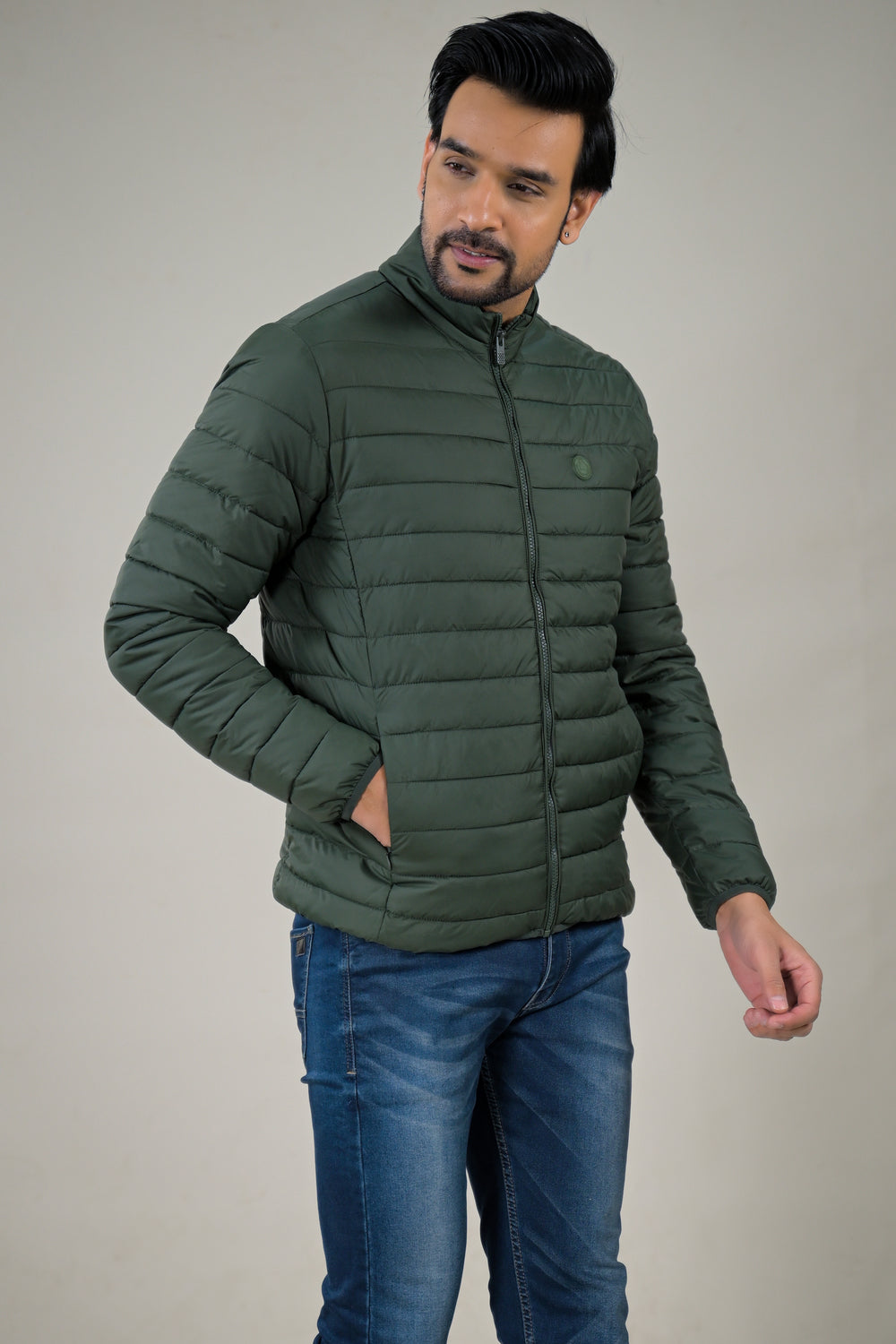 Parx Men's Stand Collar Casual Lightweight Quilted Puffer Jacket
