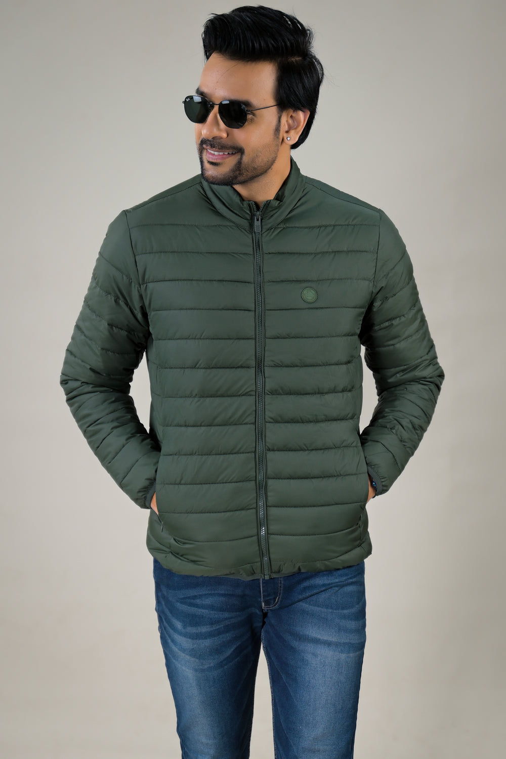 Parx Men's Stand Collar Casual Lightweight Quilted Puffer Jacket
