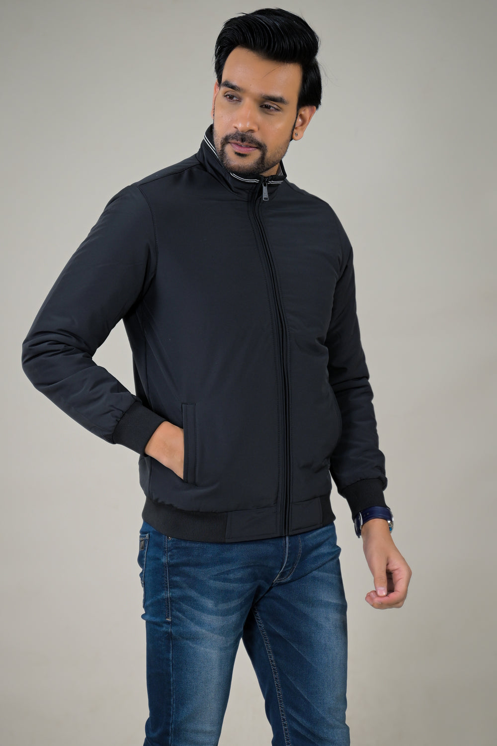 Parx Men's Stand Collar Lightweight Padded Jacket