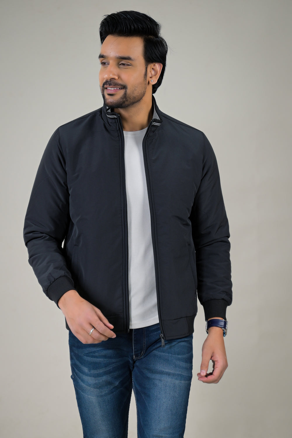 Parx Men's Stand Collar Lightweight Padded Jacket