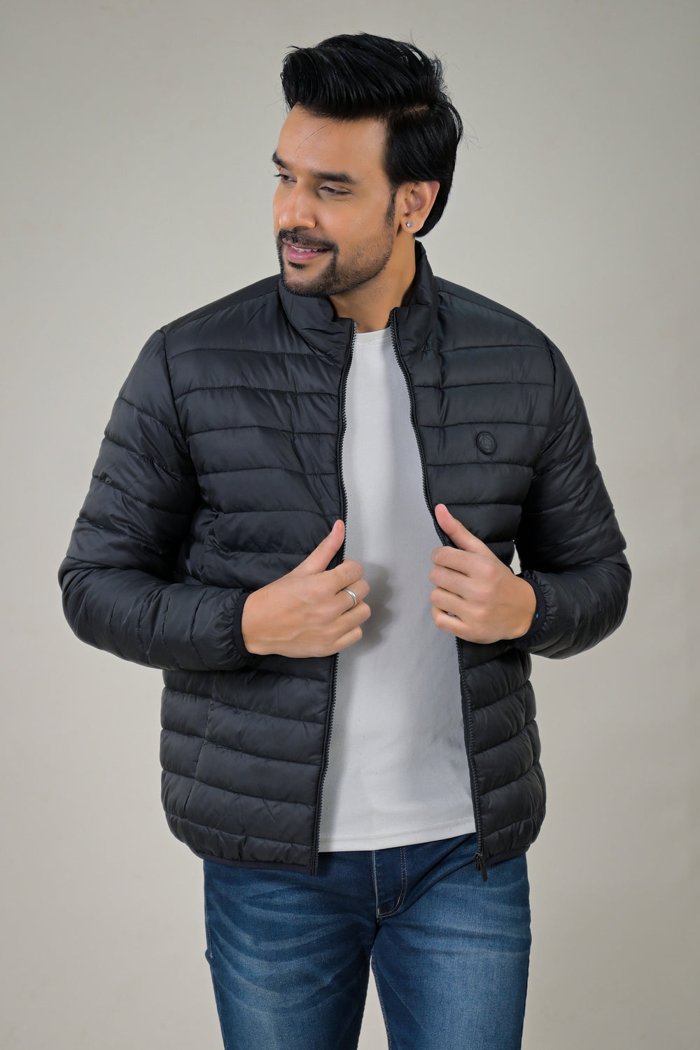 Parx Men's Stand Collar Casual Lightweight Quilted Puffer Jacket