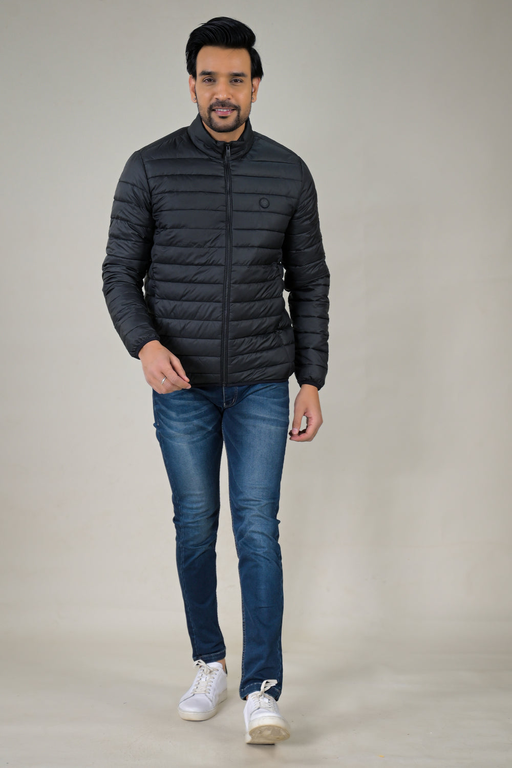 Parx Men's Stand Collar Casual Lightweight Quilted Puffer Jacket
