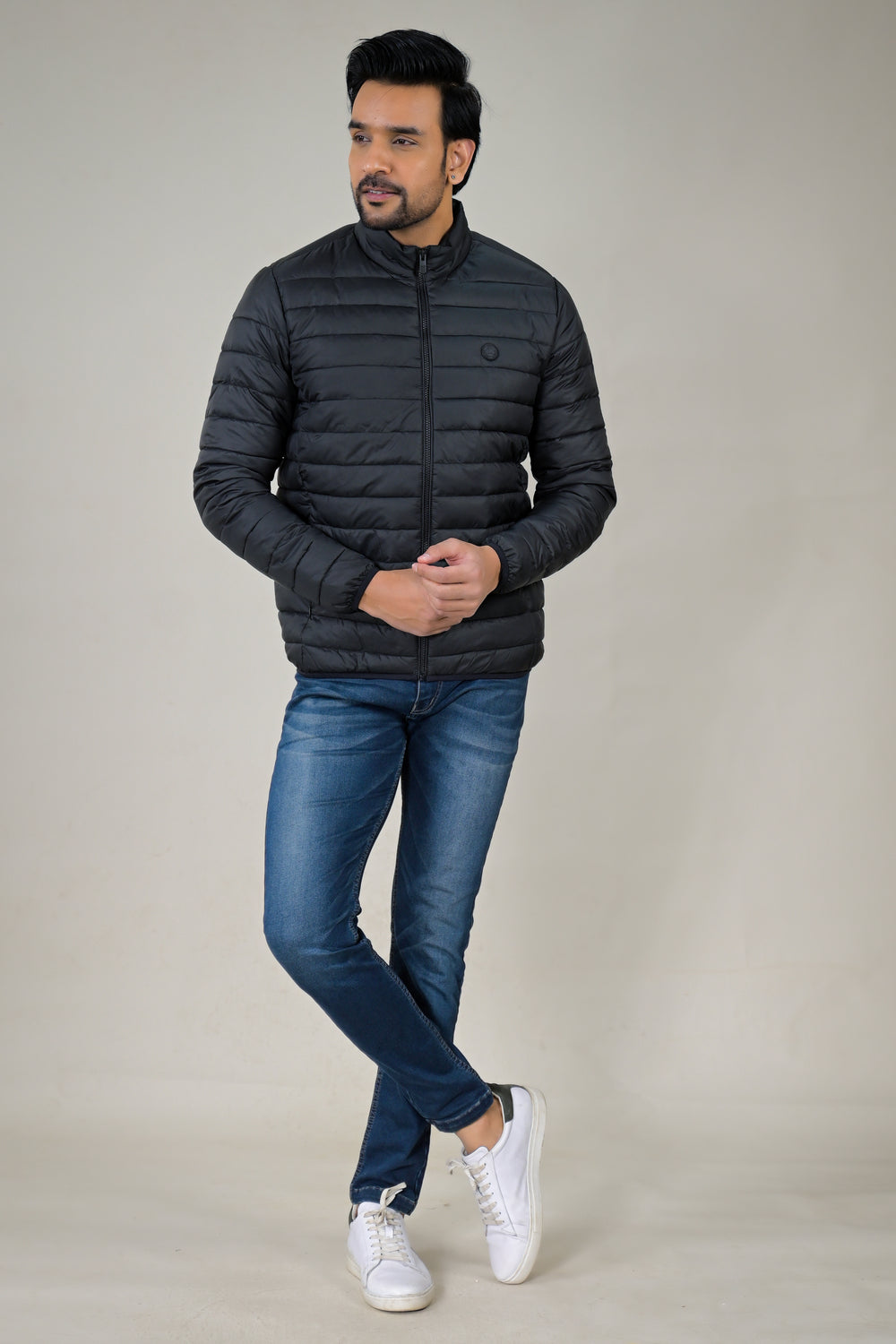 Parx Men's Stand Collar Casual Lightweight Quilted Puffer Jacket
