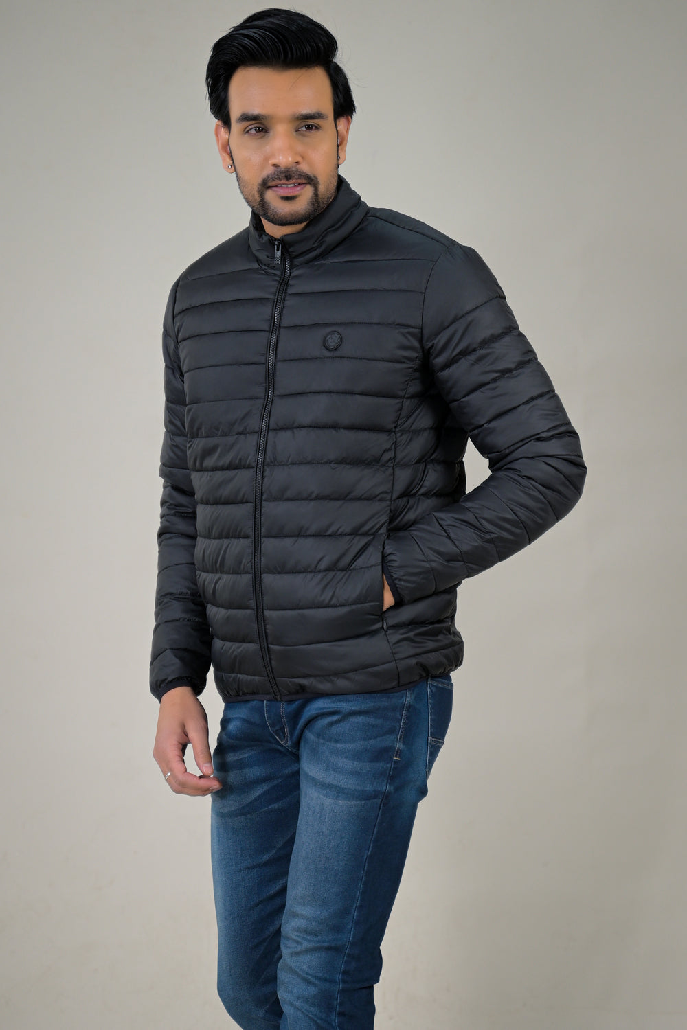 Parx Men's Stand Collar Casual Lightweight Quilted Puffer Jacket