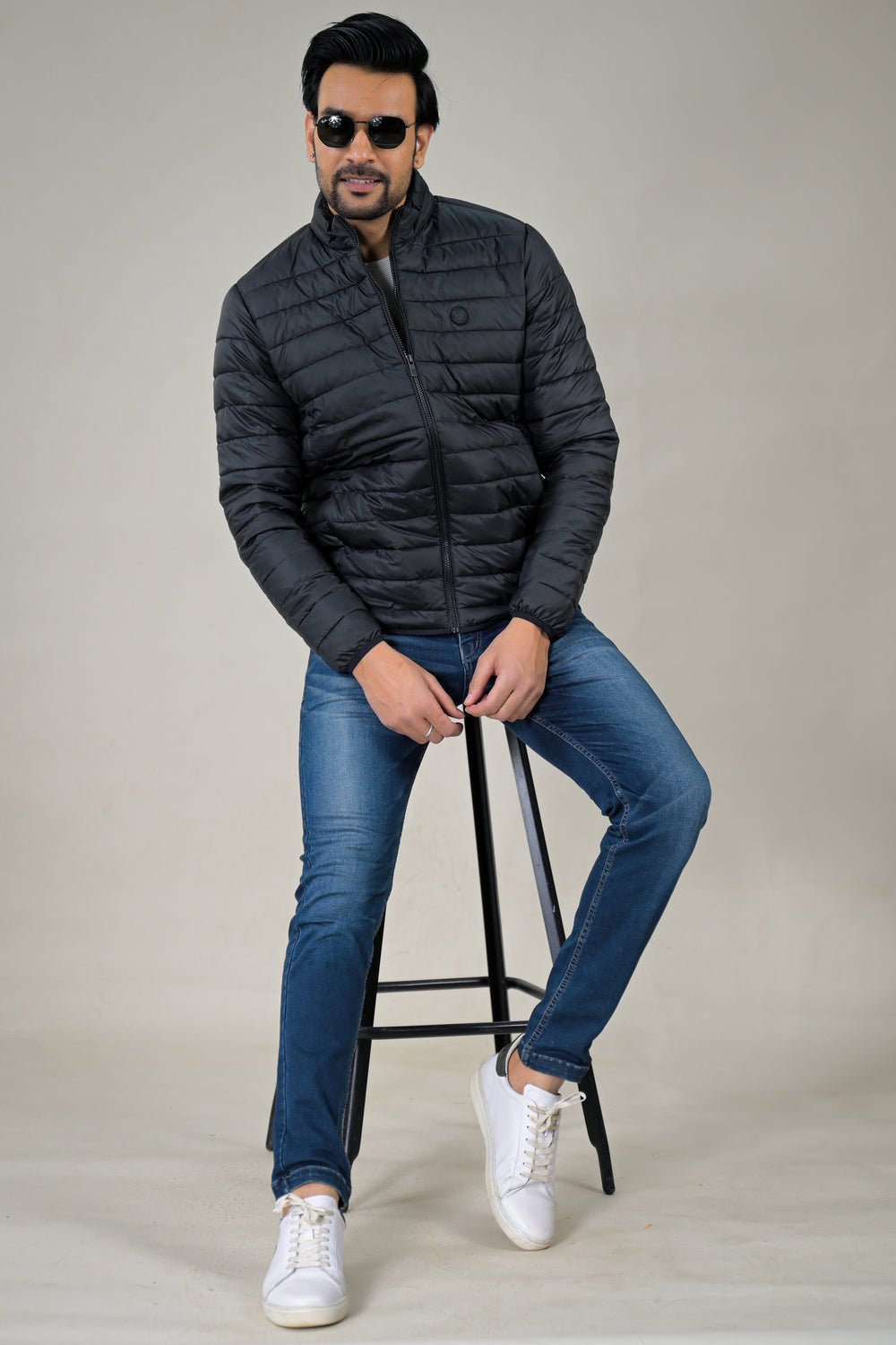 Parx Men's Stand Collar Casual Lightweight Quilted Puffer Jacket