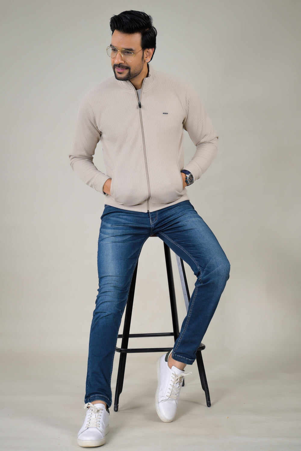 Park- Avenue Men's Textured Knit Full-Zip Sweatshirt.