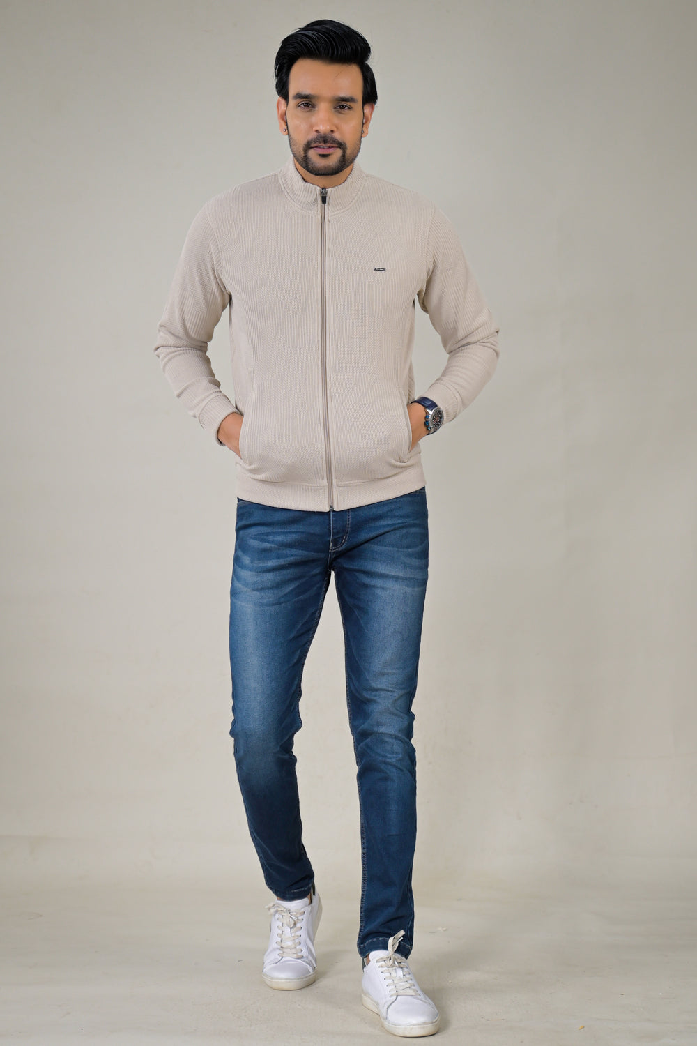 Park- Avenue Men's Textured Knit Full-Zip Sweatshirt.