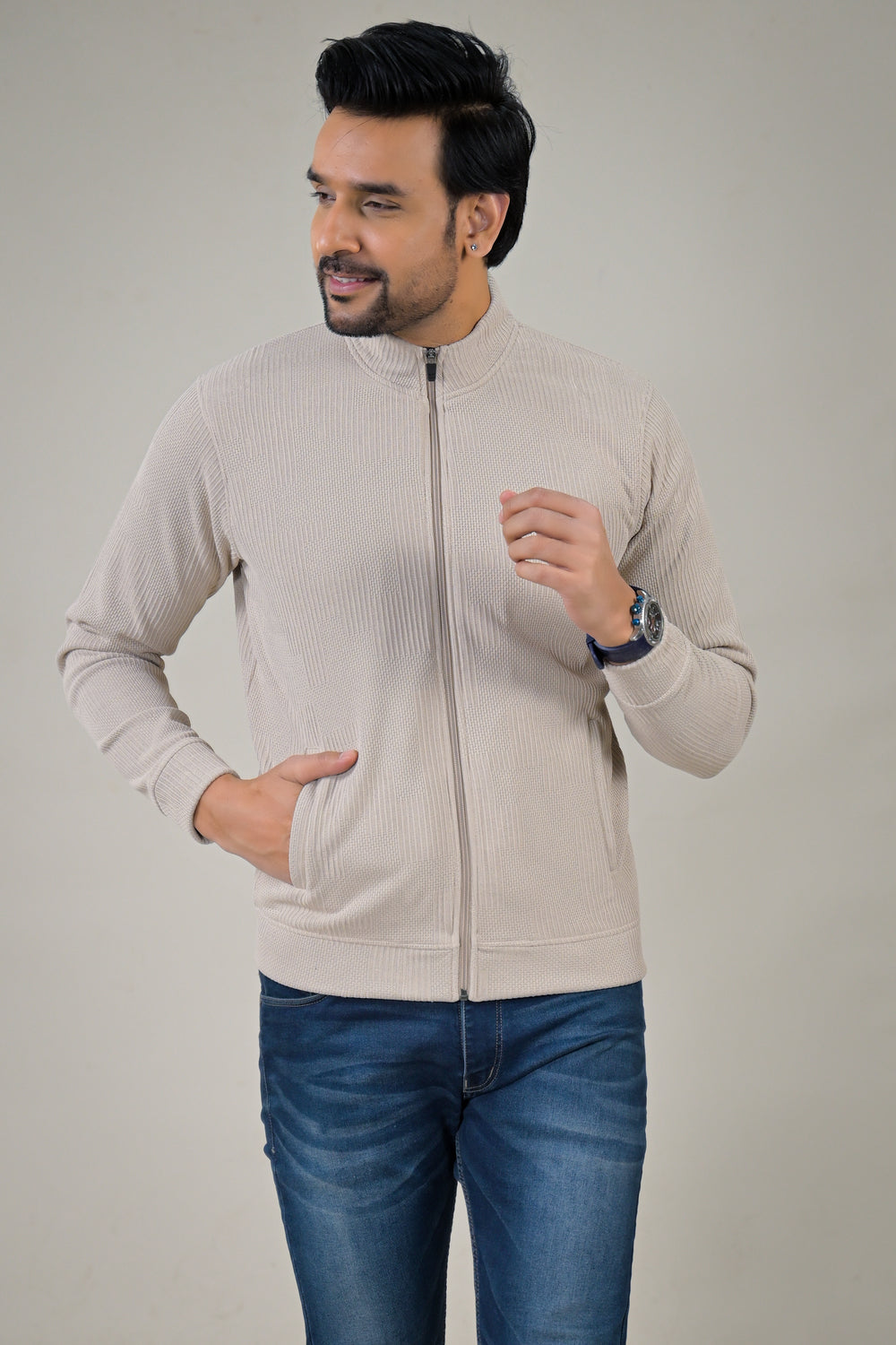 Park- Avenue Men's Textured Knit Full-Zip Sweatshirt.