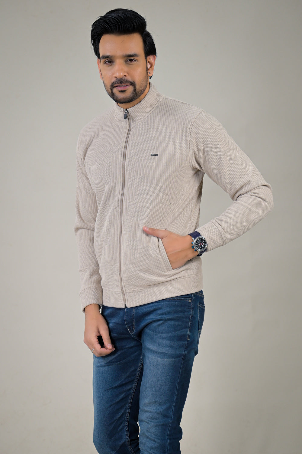 Park- Avenue Men's Textured Knit Full-Zip Sweatshirt.
