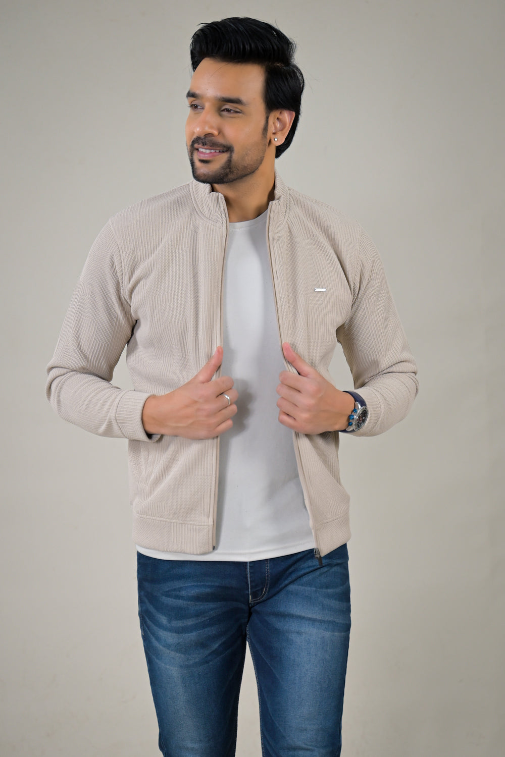 Park- Avenue Men's Textured Knit Full-Zip Sweatshirt.