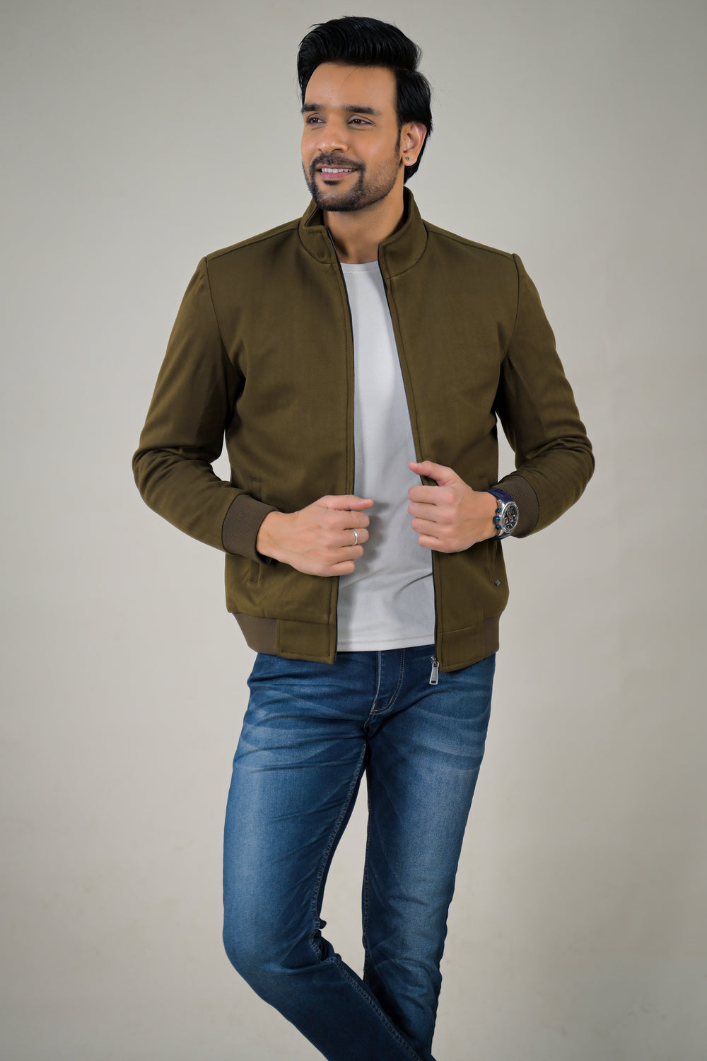 Parx Men's Stand Collar Style Sleek Men's Casual Zip-Up Jacket