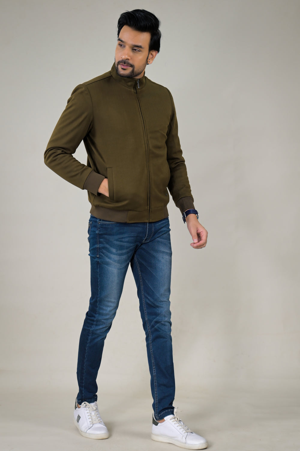 Parx Men's Stand Collar Style Sleek Men's Casual Zip-Up Jacket