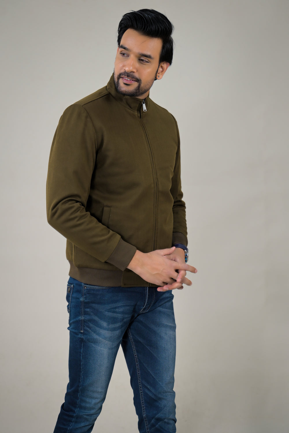 Parx Men's Stand Collar Style Sleek Men's Casual Zip-Up Jacket