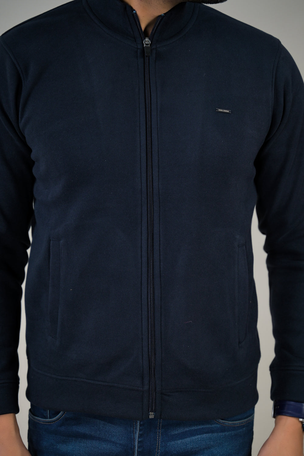 Park- Avenue Men's Stand Collar Zip-Up Sweatshirt.
