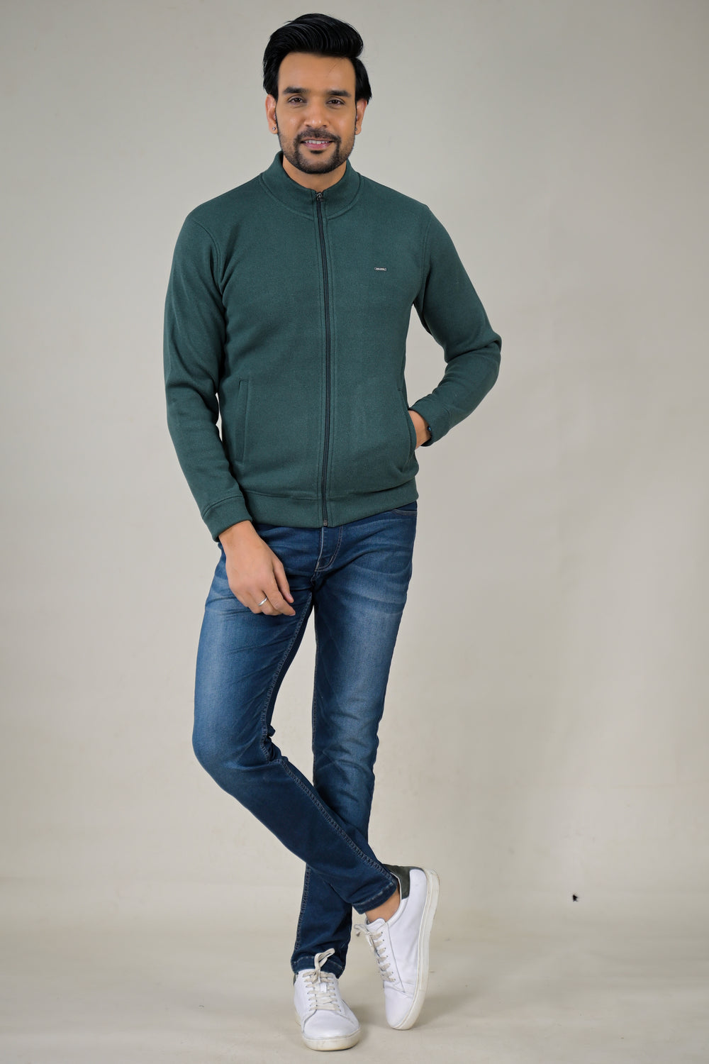 Park- Avenue Men's Stand Collar Zip-Up Sweatshirt.