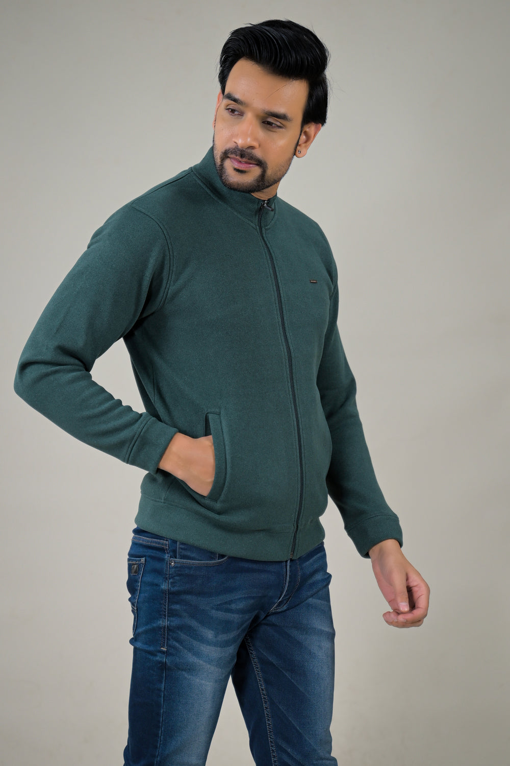 Park- Avenue Men's Stand Collar Zip-Up Sweatshirt.