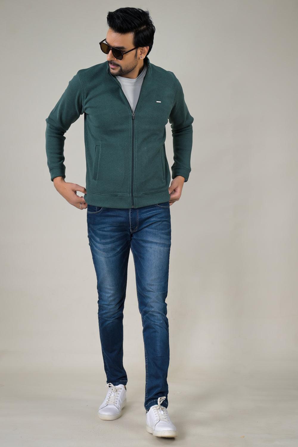 Park- Avenue Men's Stand Collar Zip-Up Sweatshirt.