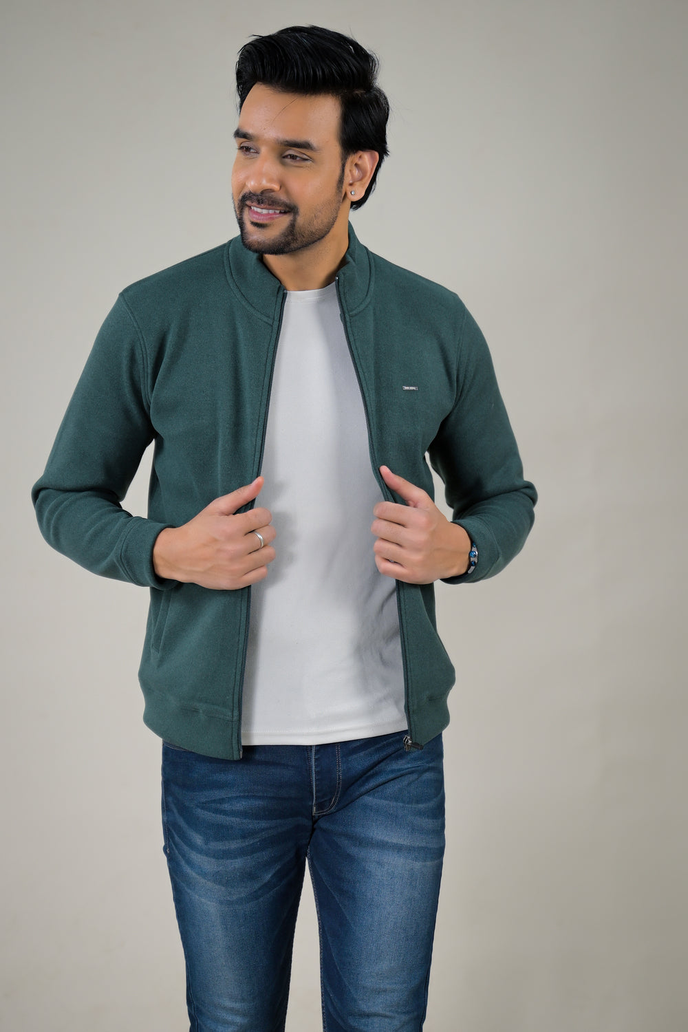 Park- Avenue Men's Stand Collar Zip-Up Sweatshirt.