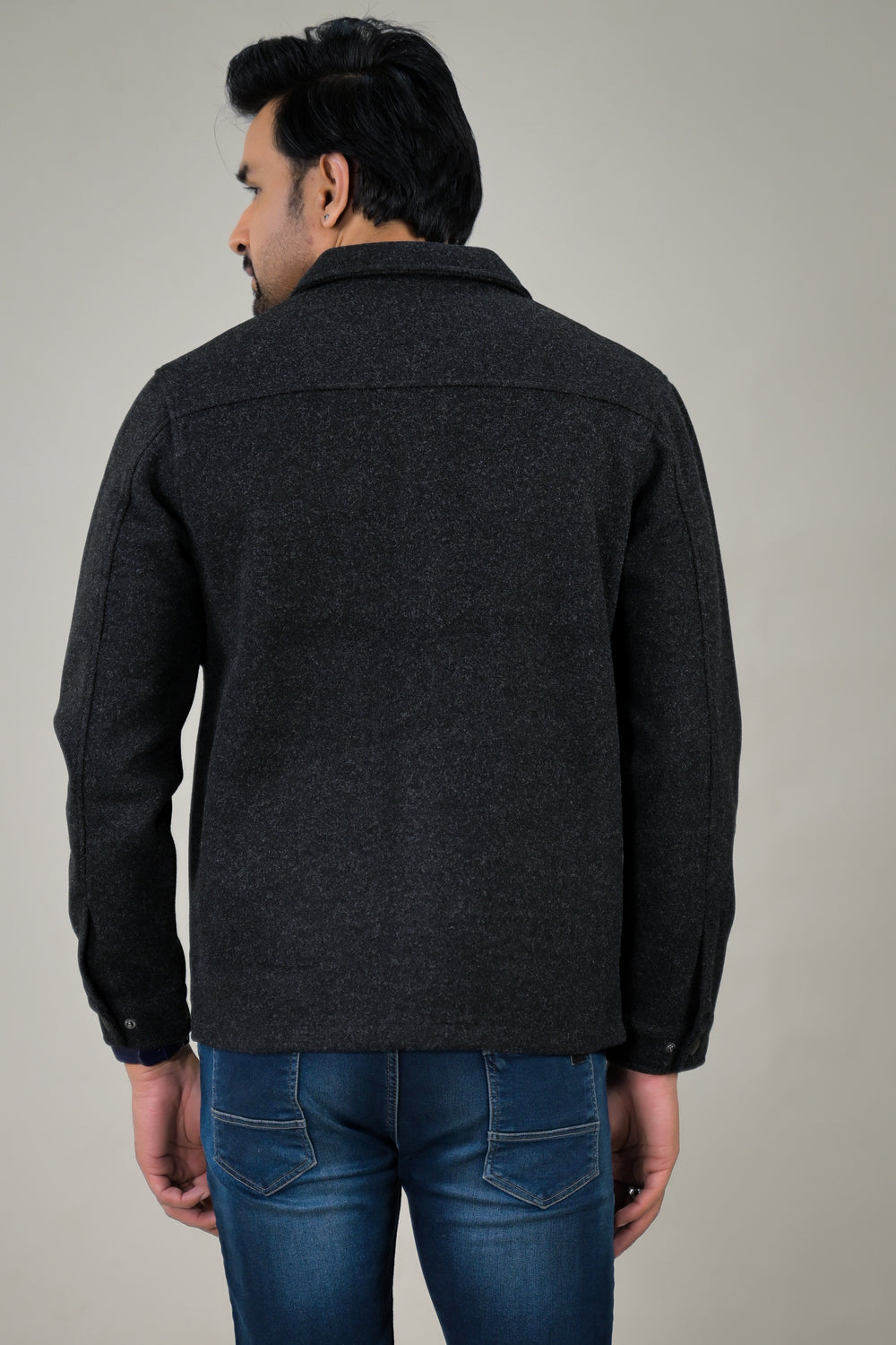 Parx Men's Solid Button-Down with Front Pockets Casual Jacket