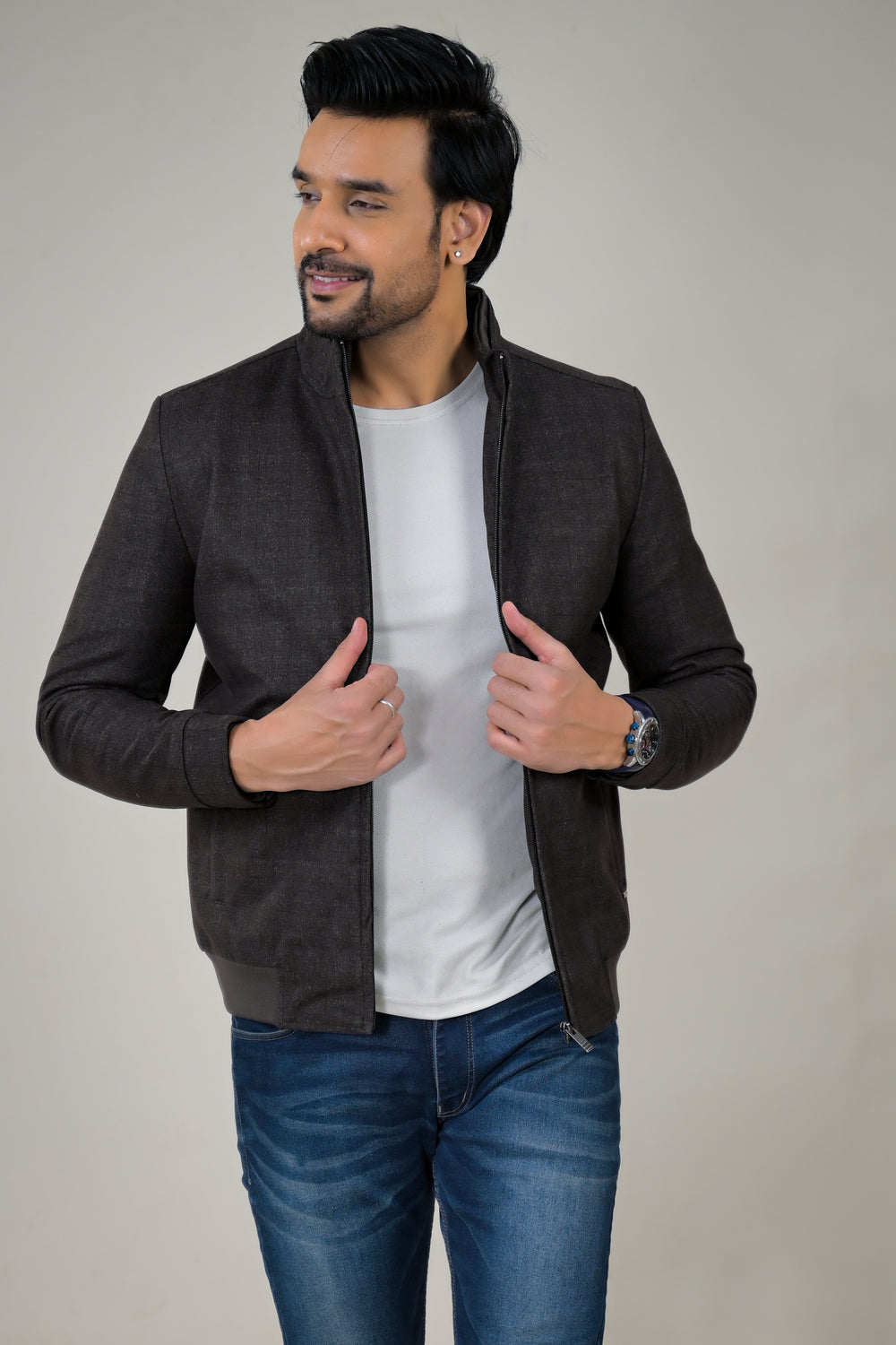 Park- Avenue Men's Stand Collar Full Zipper Jacket