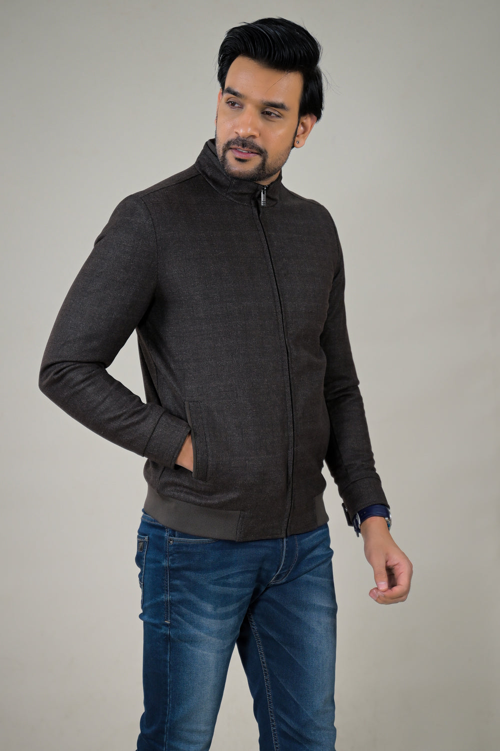 Park- Avenue Men's Stand Collar Full Zipper Jacket