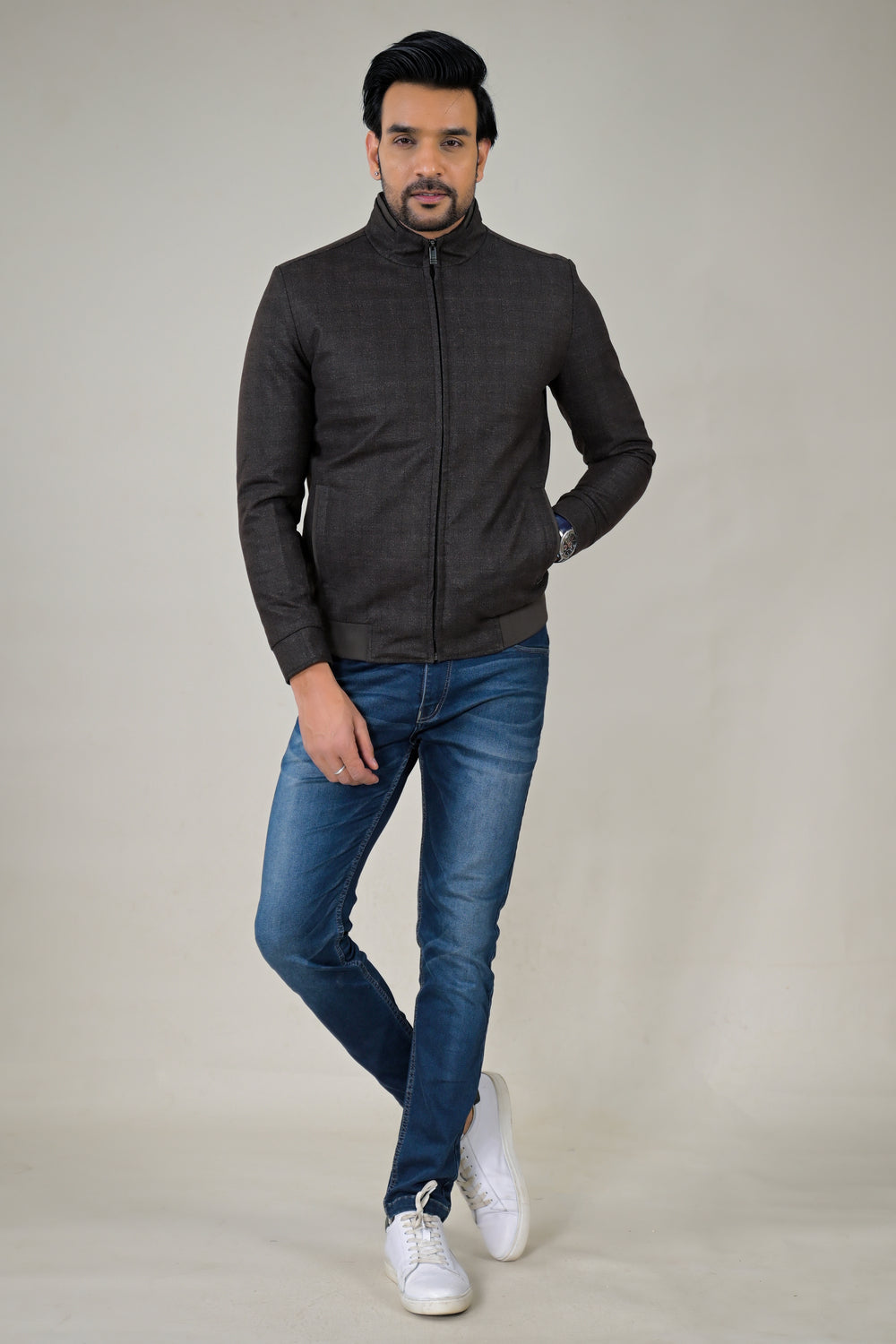 Park- Avenue Men's Stand Collar Full Zipper Jacket