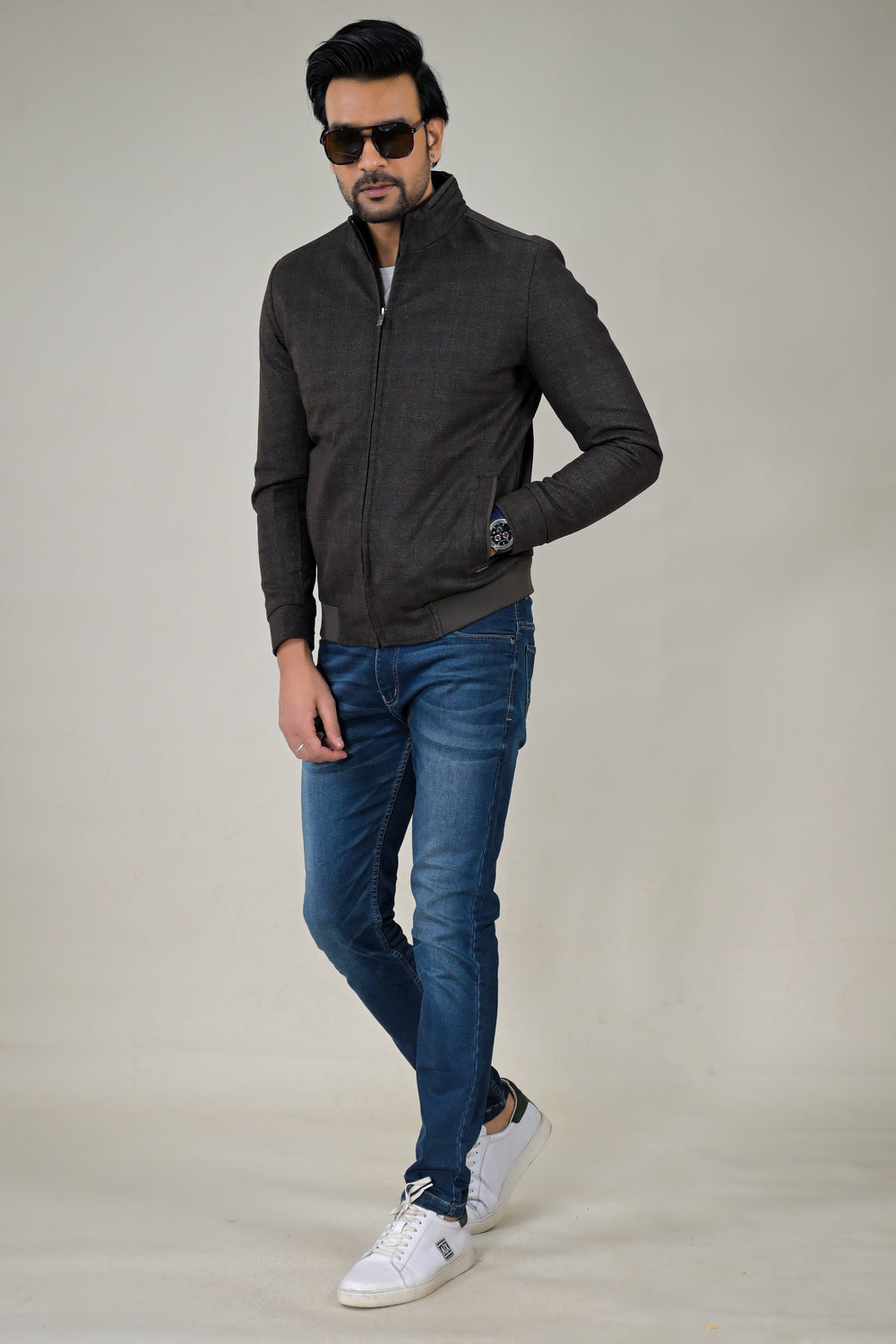 Park- Avenue Men's Stand Collar Full Zipper Jacket