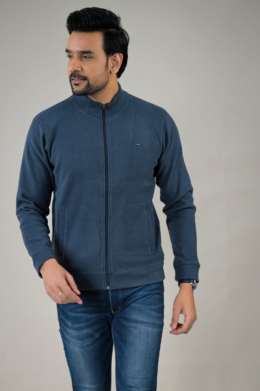 Park- Avenue Men's Stand Collar Zip-Up Sweatshirt.